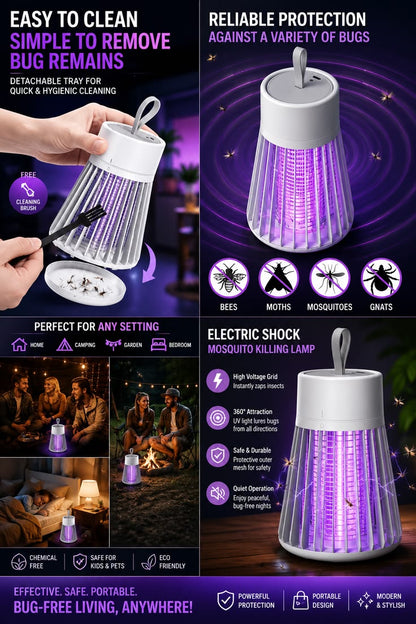 360° UV Mosquito Killer Lamp – Electric Bug Zapper with USB Charging