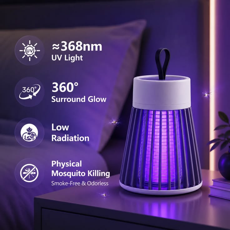 360° UV Mosquito Killer Lamp – Electric Bug Zapper with USB Charging