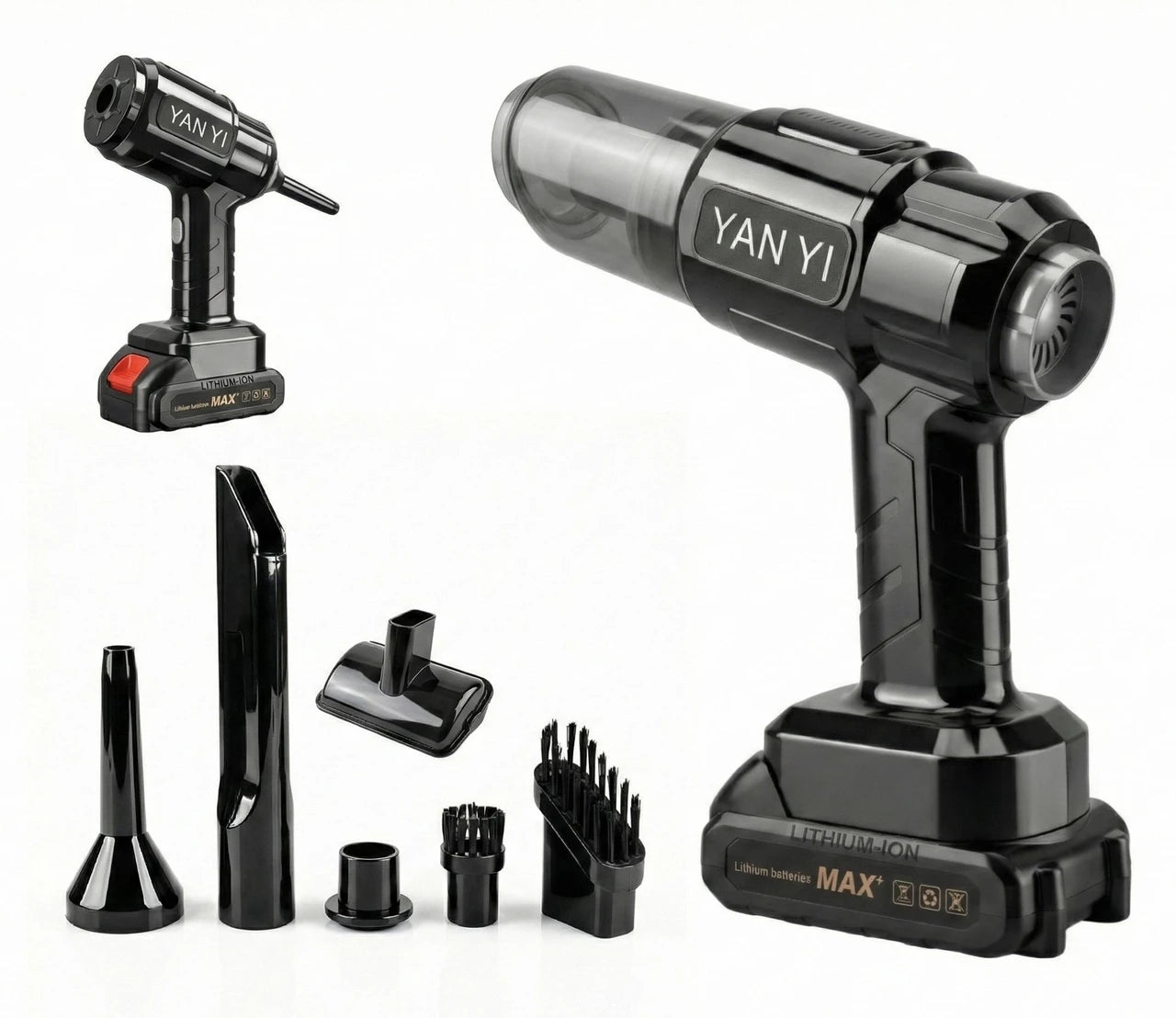 YAN YI Wireless Car Vacuum Cleaner – High-Power Handheld Cordless Vacuum with 6-Piece Attachment Kit, Lithium-Ion Battery
