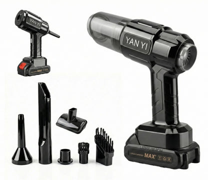 YAN YI Wireless Car Vacuum Cleaner – High-Power Handheld Cordless Vacuum with 6-Piece Attachment Kit, Lithium-Ion Battery