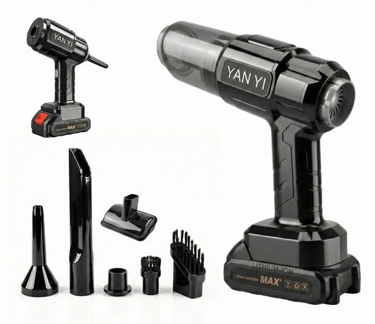 YAN YI Wireless Car Vacuum Cleaner – High-Power Handheld Cordless Vacuum with 6-Piece Attachment Kit, Lithium-Ion Battery